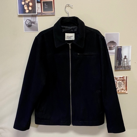 Old Navy Mens Black Classic Wool Coat 